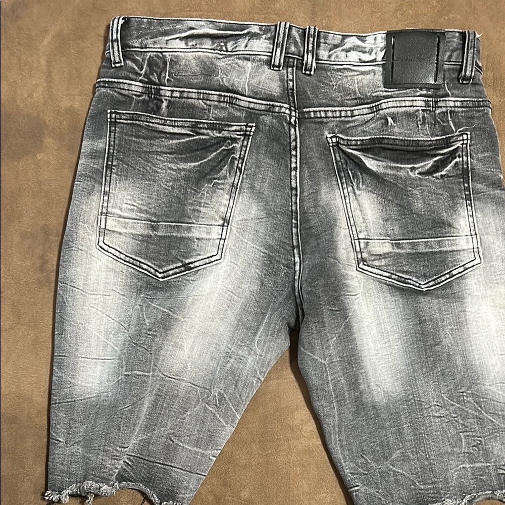 Smoke Rise Ripped Black Denim Shorts - Picture 2 of 2